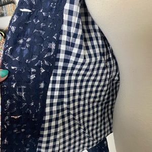 NWOT Kelly by Clinton Kelly this is genius blue lace over gingham jacket XS